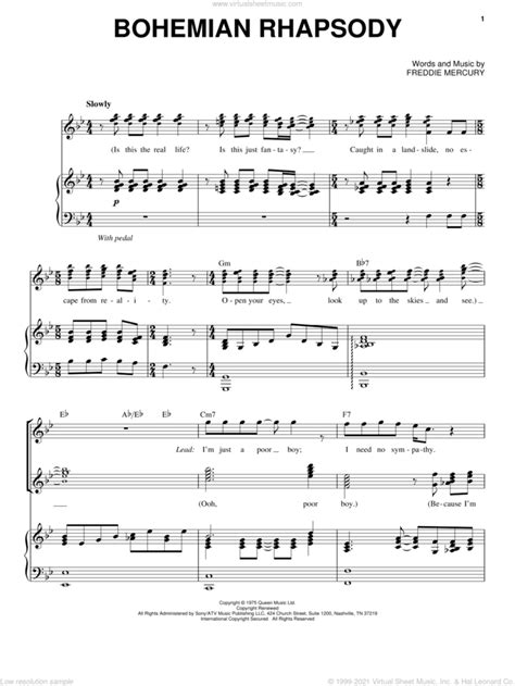 Bohemian Rhapsody Sheet Music For Voice And Piano Pdf