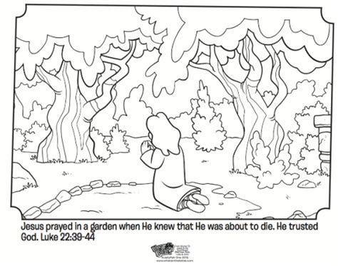 Vector illustration of praying in gethsemane. Jesus Prays in the Garden - Bible Coloring Pages | What's ...