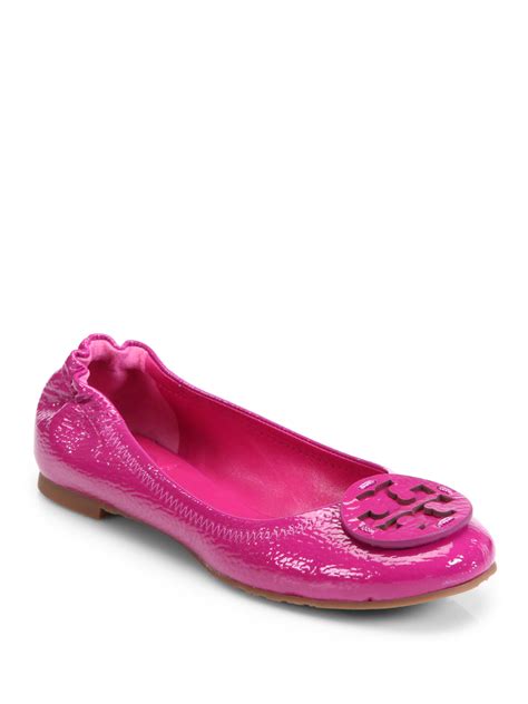 Lyst Tory Burch Reva Patent Leather Ballet Flats In Pink