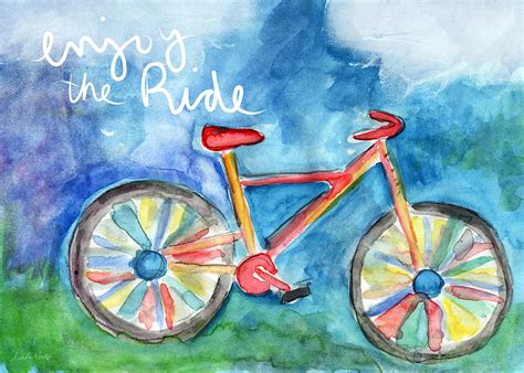 Enjoy The Ride Colorful Bike Painting Painting By Linda Woods Fine