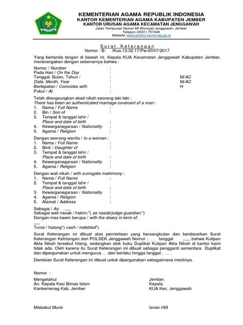 Inilah Contoh Surat Pernyataan Kehilangan Akta Nikah Terlengkap