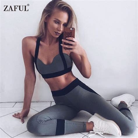 Zaful 2017 Yoga Set Patchwork Running Sports Wear Sexy Fitness Clothing