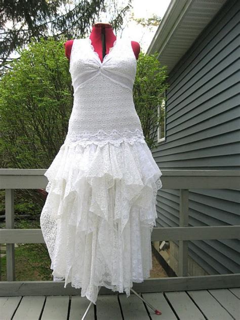 Xxl White Tattered Wedding Dress Boho Bohemian Hippie Gypsy Bride