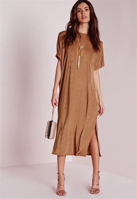 Missguided Oversized Midi T Shirt Dress Bronze Dresses Toronto