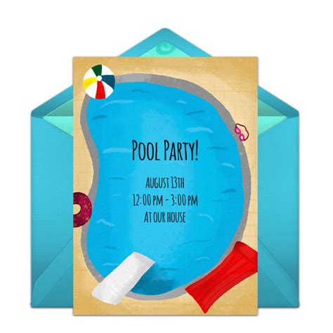 Free Summer Pool Scene Invitations Pool Party Invitations Pool Party Summer Party Invitations