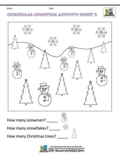 Preschoolers and kindergartners will color the letters on each line. Christmas Maths Worksheets