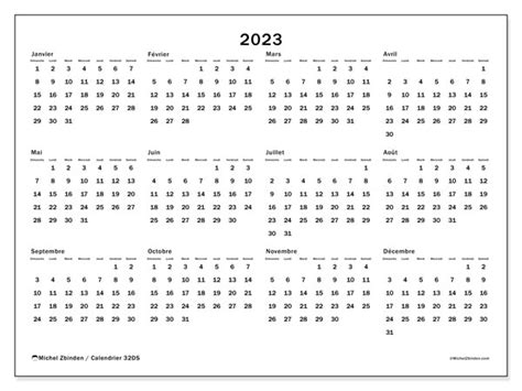 Calendrier 2023 à Imprimer “32ds” Michel Zbinden Ca