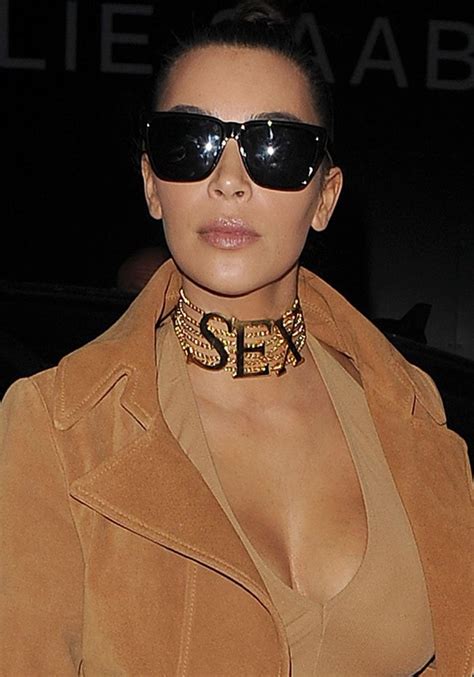 Kim Kardashian Wears Gold Sex Choker Necklace After Pregnancy Scare