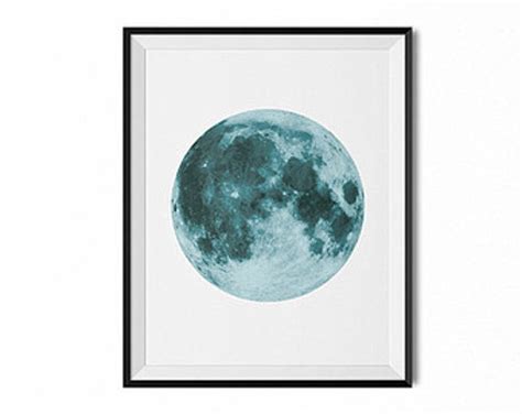 Full Moon Art Blue Moon Print Lunar Phase Art Modern Art Etsy