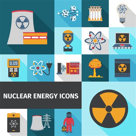Nuclear Energy Icons Set Flat 461499 Vector Art At Vecteezy
