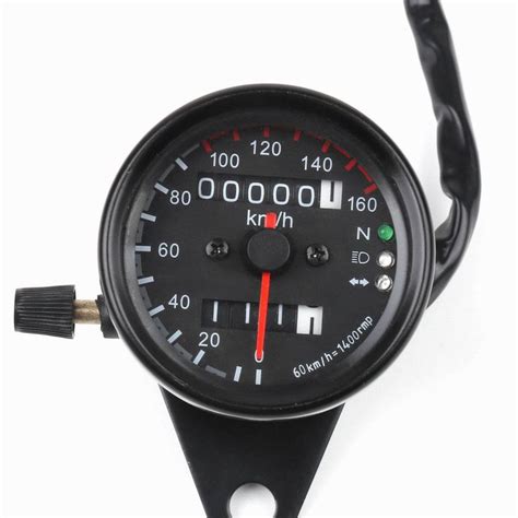 Universal Motorcycle Dual Odometer Kmh Speedometer Gauge Led Backlight Signal Black Odometer