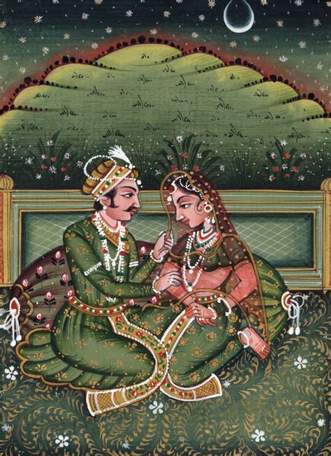 Mughal Miniature Painting Handmade Erotic Harem Moghul Watercolor Paper