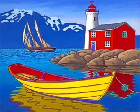 Lighthouse And Boat Paint By Numbers Numeral Paint Kit