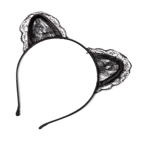 Black Lace Cat Ears Headband Claires