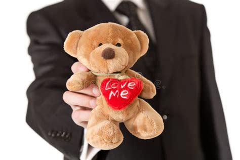 Man In Suit Holding Teddy Bear Stock Photo Image Of Youth Cute 16110966