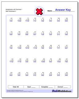 5th grade multiplying decimals worksheets, including multiplying decimals by decimals, multiplying multiplication of decimals. Multiplication Worksheets: Multiplication with Decimals