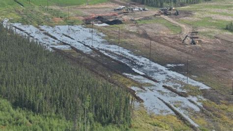 Nexen Alberta Pipeline Break Seen From Above Cbc News