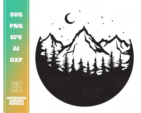 Mountain And Forest Mountain Svg Forest Svg Camping Svg Etsy Uk