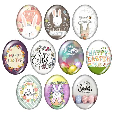 Happy Easter Sunday Egg T Rabbits 13x18mm18x25mm30x40mm Mixed Oval