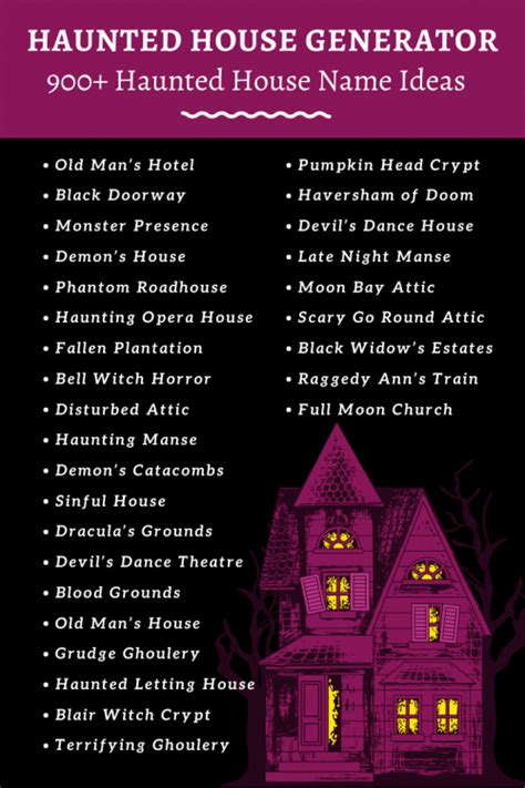 900 Haunted House Names Haunted House Generator Imagine Forest