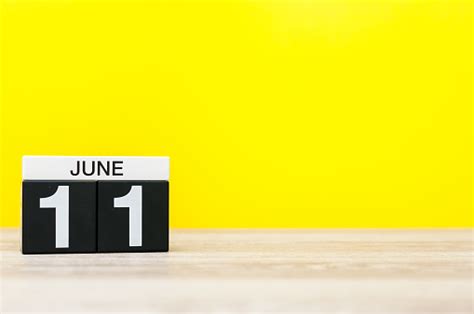 June 11th Day 11 Of Month Calendar On Yellow Background Summer Day