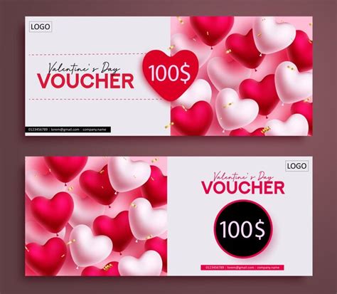 Premium Vector Valentine S Day Voucher Set Vector Banner Happy Valentine S Day Shopping
