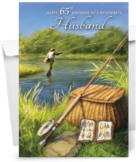 Husband 65th Fishing Birthday Card From Olivia Samuel Gloss Medium
