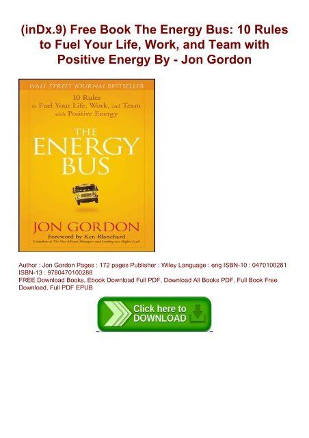 The key takeaway from this book: (inDx.9) Free Book The Energy Bus: 10 Rules to Fuel Your ...