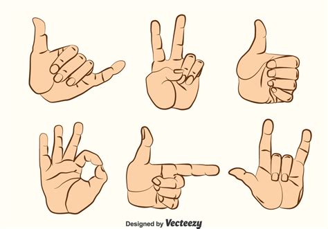 Vector Cartoon Hands Gestures Icon Set Stock Vector Illustration Of