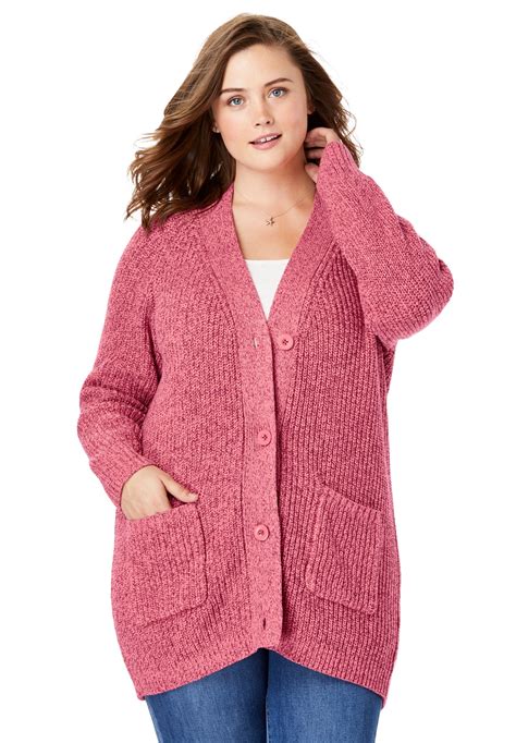woman within woman within plus size long sleeve shaker cardigan sweater