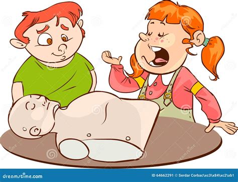 Kids Practicing Cpr Stock Vector Illustration Of Saving 64662291