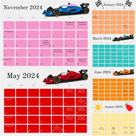 Formula 1 2024 Calendar F1 Printable 2024 Calendar Digital F1 Planner