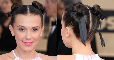 Millie Bobby Browns Ribbon Space Buns Millie Bobby Browns Best Hair