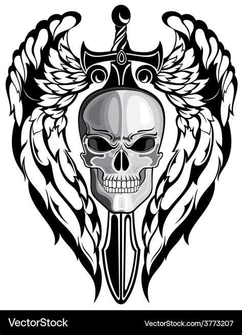 Winged Skull With Sword Royalty Free Vector Image