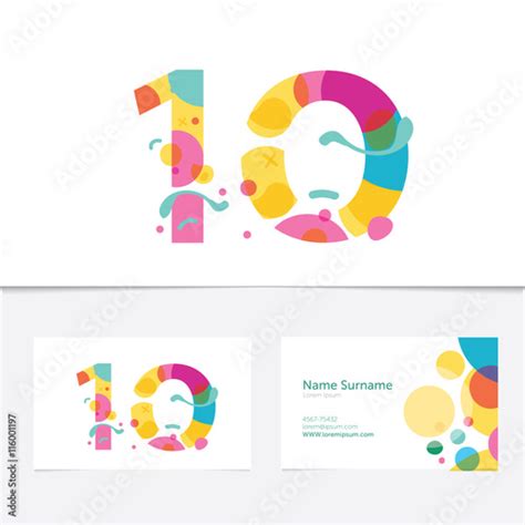 Creative Number 10 Design Vector Template On The Business Card Template