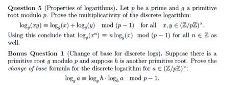 Solved Let P Be A Prime And G A Primitive Root Modulo P