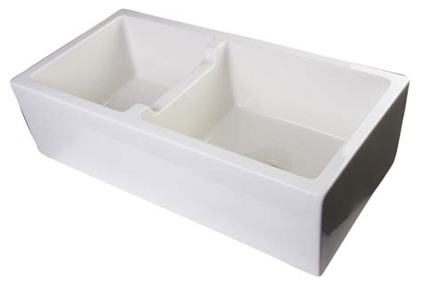 ALFI 36 Smooth Double Bowl Thick Wall Fireclay Farmhouse Sink Biscuit