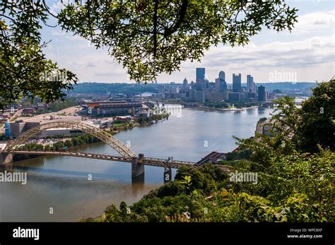 Downtown Pittsburgh Pennsylvania Usa And The 3 Rivers As Seen From