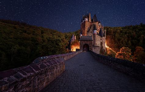 Wallpaper Road Forest The Sky Landscape Night Bridge Stars