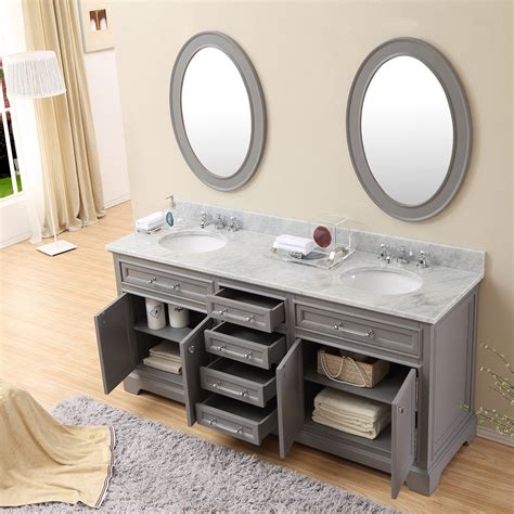 60 Inch Traditional Double Sink Bathroom Vanity Gray Finish