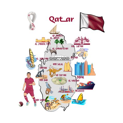 Map Of Qatar 2022 Landmarks The Major Cities World Cup Flag Qatar