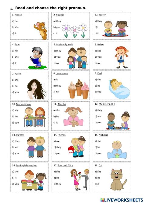 Read And Choose The Right Pronoun Worksheet Libros En Ingles Pdf