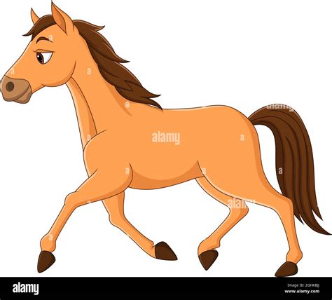 Cartoon Brown Horse Running On White Background Stock Vector Image