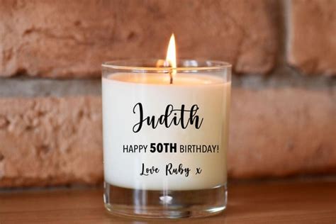 Happy 50th Birthday Candle Personalised Candle 50th Etsy