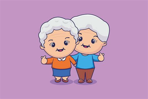 Cute Loving Couple Grandpa And Grandma Graphic By Rachmat280814