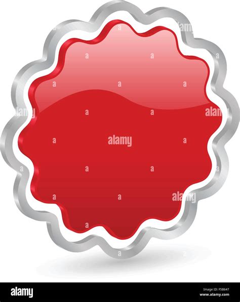 Red Badge Icon With Metal Contour Isolated On A White Background
