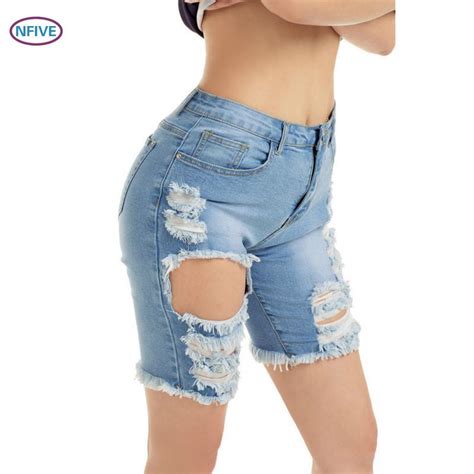 Nfive Brand 2017 Women Hole Short Jeans Europe And America Summer New Sexy Tight Package Hip