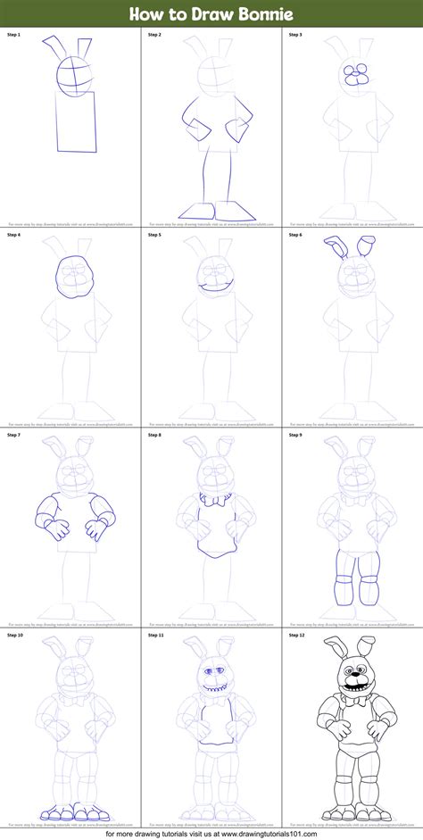 How To Draw Bonnie Printable Step By Step Drawing Sheet The Best
