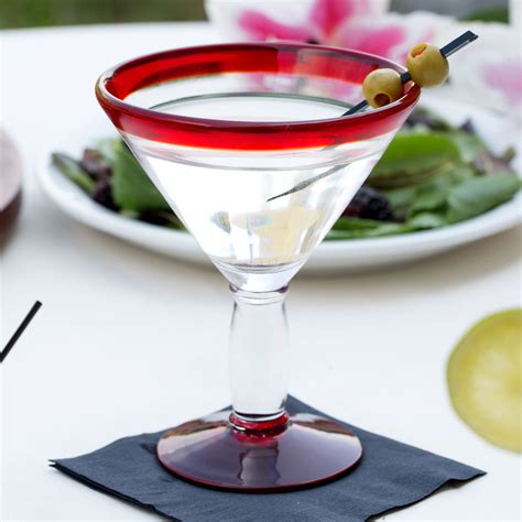 Libbey 92305r Aruba 10 Oz Martini Glass With Red Rim And Base 12 Case