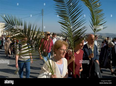 Israel Jerusalem Bethphage Palm Sunday Catholic Procession Pilgrims